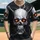 Weathered Cyborg Skull Orange Eyes Industrial Wiring - Sci-Fi Fan Gift Baseball Jersey - 1