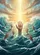 Reaching Hands Turbulent Ocean Luminous Light Splashing Foamy Waves - Everyday Wear Gift Baseball Jersey - 6