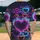 Vibrant Luminous Wireframe Neon Hearts Cosmic Glow Stars Bokeh - Party Wear Gift Baseball Jersey - 2