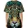 Mandalic Jaguar Head Aqua Blue Eyes Deep Teal Foliage - Wildlife Lover Gift for Big Cat Lover Baseball Jersey - 4