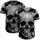Realistic Human Skulls Intertwined White Flowers - Macabre Art Lover Gift Baseball Jersey - 5