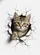 Realistic Tabby Kitten Green Eyes Jagged Splintering Cracks - Wildlife Cat Lover Gift Baseball Jersey - 6