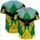 Bird Silhouette Yellow Flame Emerald Leaves - Wildlife Lover Gift Baseball Jersey - 5