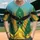 Bird Silhouette Yellow Flame Emerald Leaves - Wildlife Lover Gift Baseball Jersey - 1