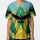 Bird Silhouette Yellow Flame Emerald Leaves - Wildlife Lover Gift Baseball Jersey - 3