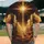Majestic Golden Cross, Golden Clouds, Night Sky - Spiritual Lifestyle Gift for Believers Baseball Jersey - 2