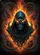 Blue Teal Hooded Skull Glowing Eyes Gnarled Chains Fiery Scene - Dark Fantasy Lifestyle Wear Baseball Jersey - 6