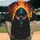 Blue Teal Hooded Skull Glowing Eyes Gnarled Chains Fiery Scene - Dark Fantasy Lifestyle Wear Baseball Jersey - 2