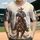 Cowboy Galloping Horse Desert Landscape with Sand and Rocky Hills - Western Lifestyle Gift Baseball Jersey - 1