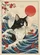 Japanese Tuxedo Cat Ocean Waves Cherry Blossoms - Wildlife Lover Gift Baseball Jersey - 6