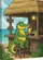 Green Cartoon Alligator Tiki Bar Cocktail - Tropical Vacation Gift Baseball Jersey - 6