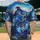Deep Royal Blue Golden Liquid Swirls Realistic Marbling - Statement Gift Baseball Jersey - 2