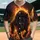 Snarling Black Wolf with Amber Glowing Eyes in Fiery Charge - Fantasy Art Lover Gift Baseball Jersey - 1