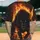 Snarling Black Wolf with Amber Glowing Eyes in Fiery Charge - Fantasy Art Lover Gift Baseball Jersey - 2