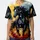 Black Horse Red Eyes Flowing Mane Mid-Stride White Blaze - Wildlife Lover Gift Baseball Jersey - 3