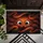 Reddish Orange Furry Creature Wide-Set Peeking Eyes - Home Decor Gift Doormat - 6