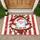 Santa Claus Christmas Wreath Poinsettia Holly Berries Snowflakes HO HO HO - Christmas Decor Gift Doormat - 1