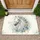 White Horse Blue Gold Floral Wreath - Home Decor Gift for Horse Lover Doormat - 1