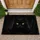 Black Cat Piercing Yellow Eyes Whiskers - Everyday Home Decor Gift for Cat Lovers Doormat - 1