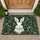 Curious White Rabbit Forest Undergrowth Wildflowers - Nature Lover Home Decor Gift Doormat - 1