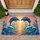 Luminous Blue Dolphins Heart Sunset Ocean Scene with Roses - Ocean Lover Home Decor Gift Doormat - 1