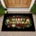 Merry Christmas Rustic Gold Pine Poinsettia Snowflake - Christmas Decor Doormat - 1