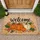 Welcome Script Pumpkins Oak Leaves Maple Foliage Berries - Autumn Season Home Decor Gift Doormat - 1