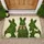 Rustic Burlap Green Boxwood Bunny Rabbits Hydrangea Tails - Happy Easter Gift Doormat - 1