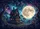 Luminous Full Moon Cosmic Nebula Forest House with Glowing Windows - Home Decor Gift Doormat - 7