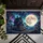 Luminous Full Moon Cosmic Nebula Forest House with Glowing Windows - Home Decor Gift Doormat - 6