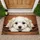 Fluffy White Puppy Head on Paws Pine Sprigs Berries - Cozy Home Decor Gift for Dog Lover Doormat - 1