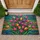 Repeating Tulips Flowing Green Leaves Textured Stained Glass - Home Decor Gift Doormat - 1