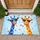 Two Blue Orange Spotted Giraffes Sunglasses Confetti - Celebration Decor Gift Doormat - 1