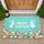 Happy Easter Bunnies Decorated Eggs Spring Flowers Aqua Teal - Easter Holiday Home Decor Gift Doormat - 1