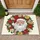 Santa Claus Head Christmas Wreath Poinsettia Holly - Holiday Home Decor Gift Doormat - 1