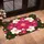 Large Rounded Five-Petal Floral Pink White Peach Blooms Olive Green Field - Everyday Home Accent Doormat - 4