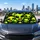 Playful Neon Green Alien Faces Space Party Decor For Road Trips Sci Fi Fans And Kids Car Sunshade - 4