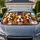 Five Cavalier King Charles Spaniels In Cozy Road Trip Cabin Scene For Dog Lovers Car Sunshade - 1