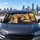 Two Happy Corgis In Cozy Road Trip Cabin, Golden Sunset Gift For Dog Lovers And Pet Fans Car Sunshade - 5