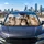 Five Australian Shepherd Dogs In Blue Sky Clouds Road Trip Gift For Aussie Lovers Car Sunshade - 5