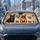 French Bulldog Quartet On Beige Woven Texture For Dog Lovers Road Trip Decor Gift Car Sunshade - 2