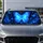 Glowing Blue Butterfly Cosmic Floral Fantasy For Night Drive Lovers And Boho Fans Car Sunshade - 4