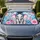 Baby Elephant With Blue Bow In Aqua Floral Garden For Cute Road Trip Decor Girls Car Sunshade - 1