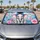 Baby Elephant With Blue Bow In Aqua Floral Garden For Cute Road Trip Decor Girls Car Sunshade - 4