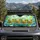Playful Green Tree Frogs With Blue Butterflies For Cheerful Garden Nature Lovers Car Sunshade - 2