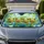 Playful Green Tree Frogs With Blue Butterflies For Cheerful Garden Nature Lovers Car Sunshade - 1