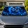 Blue Flame Gothic Skull Dark Halloween Decor For Metal Horror Fans And Biker Crews Car Sunshade - 1
