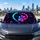 Neon Paw Heart Emblem On Black For Pet Lover Road Trips And Daily Drives Animal Fans Car Sunshade - 5