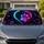 Neon Paw Heart Emblem On Black For Pet Lover Road Trips And Daily Drives Animal Fans Car Sunshade - 1