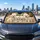 Four Fluffy White Puppies On Tan Bench For Cozy Road Trips And Small Dog Lovers Car Sunshade - 5